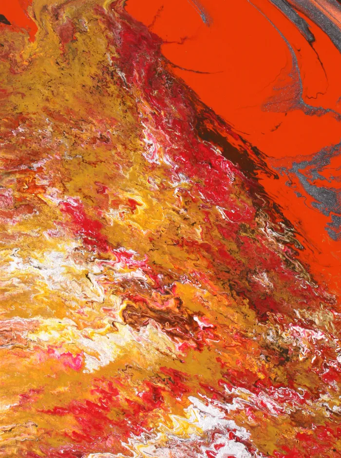 Fiery Red and Gold Fluid Abstract Print